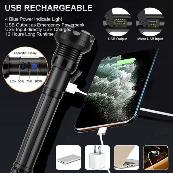 LED Rechargeable Tactical Laser Flashlight - Image 11